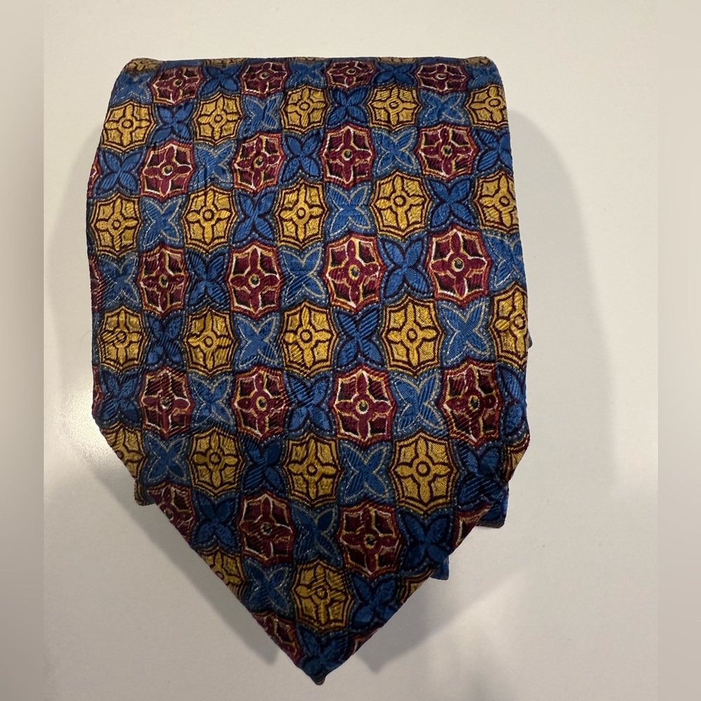Ermenegildo Zegna Blue and Yellow Silk Tie